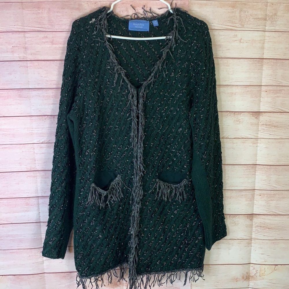 Simply Vera Vera Wang Green Long Cardigan Size L/XL